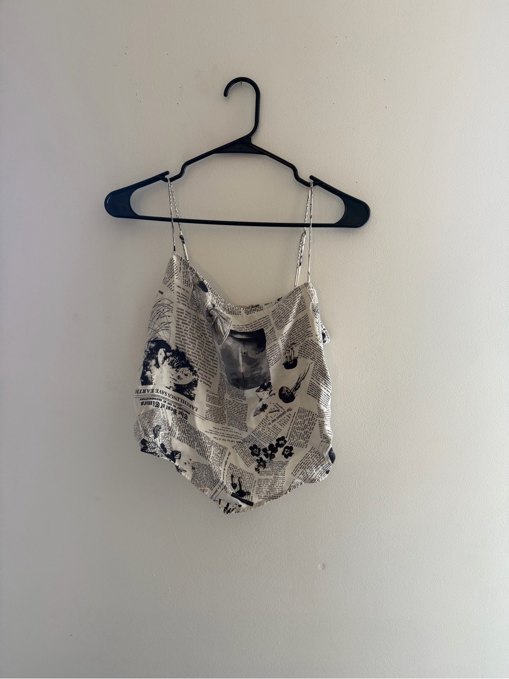 Reformation Newspaper Print Spaghetti Strap Cami